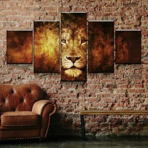 Abstract Lion Head Poster 5 Pcs Modern Home Wall Decor Canvas Picture Art HD Print Painting On Canvas for Living Room