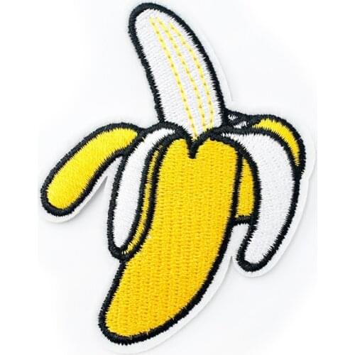 Banana Size:6.8x8.5cm Cloth Iron On Patch Badge Embroidered Badges Abstract Kids Patches For Clothes Stickers 0051