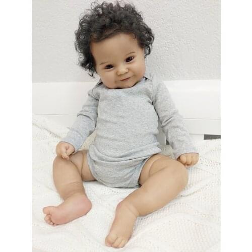 50cm Lifelike Dark Skin Reborn Babies Kids Gift for Birthday Christmas