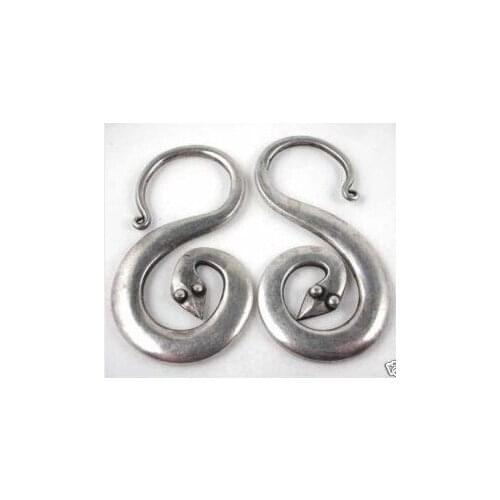 Rare Tibetan silver snake shape miao silver earring Free shipping