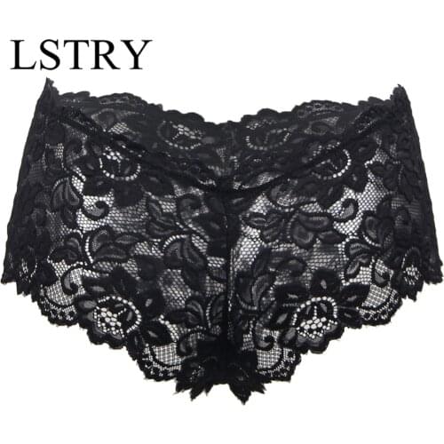 S-3XL Hot Sale! Womens Sexy Black Lace Panties Lstry Seamless Cotton Breathable Panty Hollow Briefs Plus Size Girl Underwear