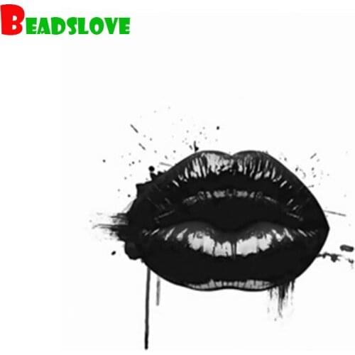 Sexy lips black art Diamond Painting Full Square Round drill 5D DIY Diamond Embroidery bedroom Decorations Diamond mosaic sale