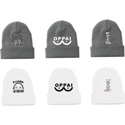 One Punch Man OPPAI Anime Skullies Caps Knitted Beanies Winter Warm Hats Men Women Boys Girls Gift Elastic