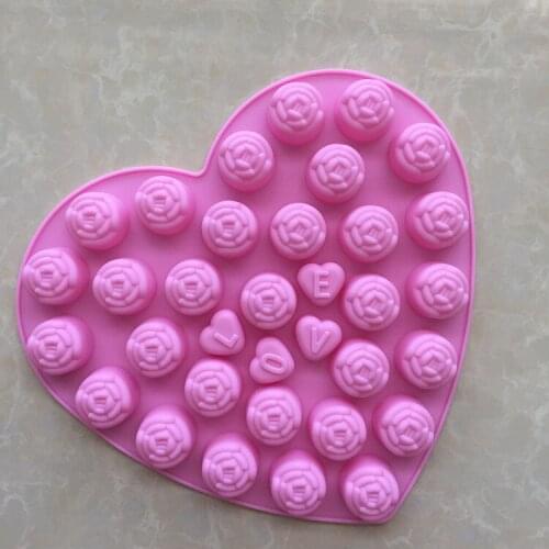 Heart with Rose Middle Have LOVE Silicone Chocolate Mold XG626