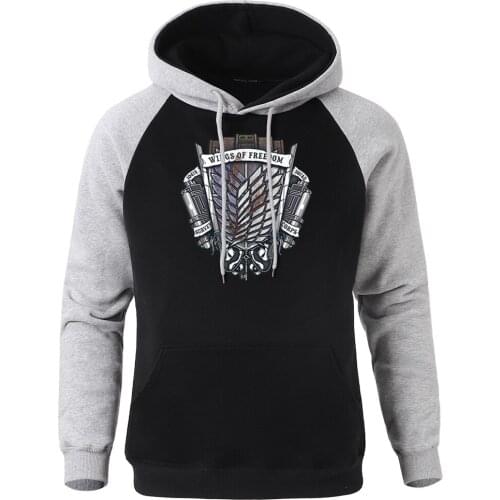 Attack On Titan Comics Male Hoodie Tech Silver Feather Pattern Pullovers For Men Fashion Brand Oversized Pullovers Man