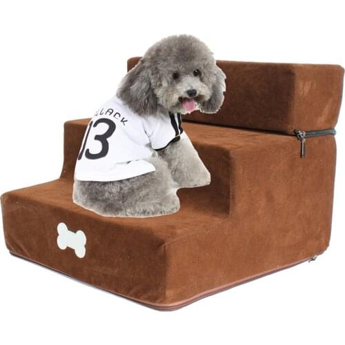 Pet Stair 3 Step Ladder Flannel Detachable Dog Staircase Assembly Removable Wash Climbing Stairs Ladder Bed Dog Pet Supplies