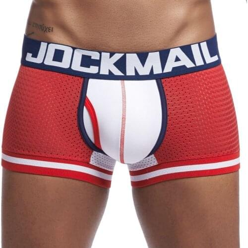 JOCKMAIL Mesh Underwear Men Boxer Shorts Lote Calzoncillos Hombre Slip Ropa Interior Hombre Xxl Sexy Gay Sports Bokserki 7Colors