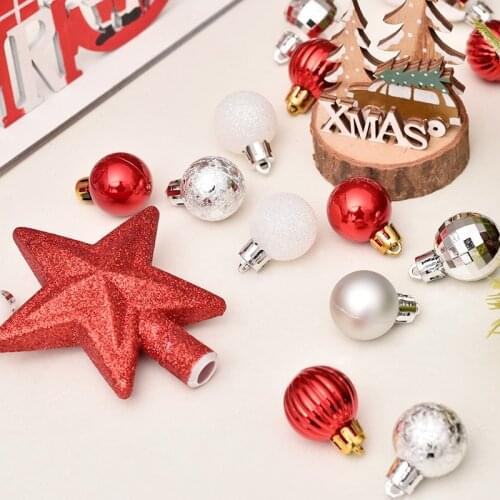 CYUAN 30 Pcs/Set Assorted Color Christmas Tree Ornaments Ball Home Garden Decor New Year Xmas Party Glitter Hanging Ball Decor