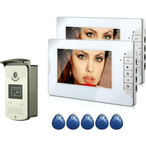 RIFD Card Visual Intercom 7'' TFT LCD Wired Video Door Phone System Indoor Monitor 700TVL Outdoor IR Camera Support Unlock