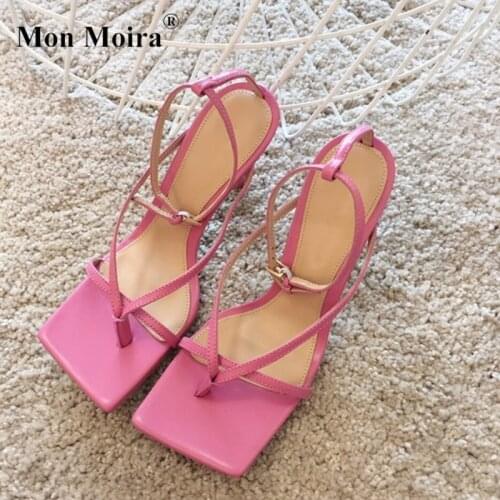 MONMOIRA Narrow Band Brand Design Summer Sandals Women Square Open Toe High Heels Sandals Women Buckle Strap Ladies Shoes