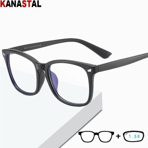 Womens Anti-blue Light Glasses Men Computer Gaming Reading Eyeglass 1.56 Hyperopia Myopia Glasses Lady Square Eyewear Frame