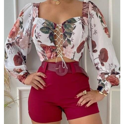 Shorts Suit Summer 2021 Women 2 Piece Sets Short Tops Sets High Waist Sexy Short Pants Outfits Streetwear Bandage Tops