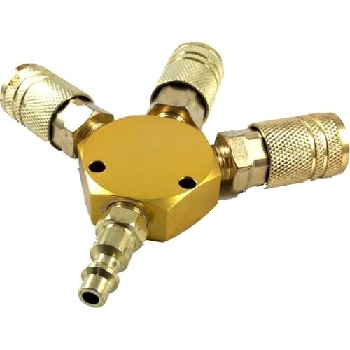 1/4''NPT Quick Connector American Style 3-WAY MANIFOLD Coupler Air Hose Coupling Pneumatic Tools US Type