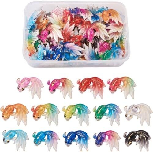 1 Box Transparent Acrylic Pendant Cute Animal Goldfish/Butterfly/Bees Charm Pendants For DIY Jewelry making Crafts Decor Mix