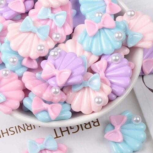 10Pcs Resin Simulation Pearl Shell For Head Rope, Home Decoration, Cake Chocolate Jewelry Use Scrapbook Crafts