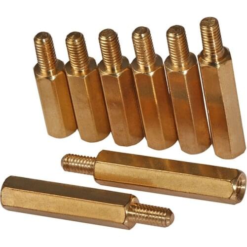 Single head hexagonal copper column hexagonal isolation column Yin and Yang column hollow stud M3M4 M3M4 10PCS