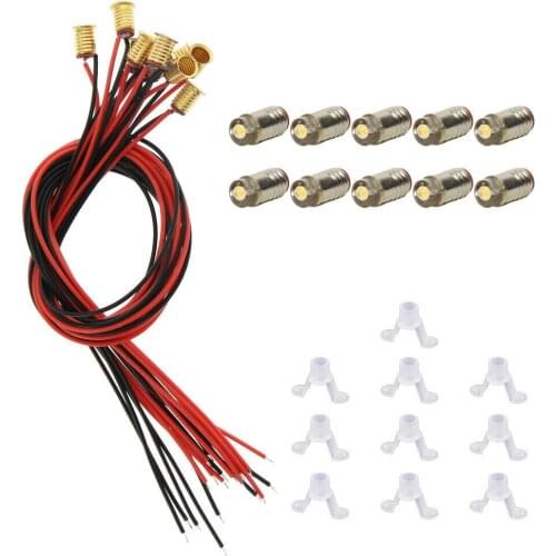 10pcs Warm White LED Screw Bulb & Stand E5 E5.5 12V-14V HO/TT/N Scale