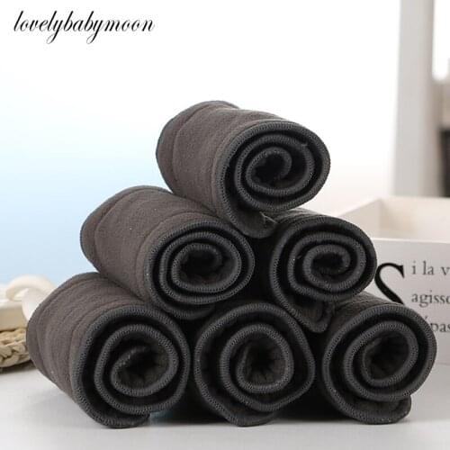 1pcsReusable Washable Diaper Inserts Bamboo Cotton Elastic Inserts Boosters Liners For Baby Diaper Cover Nappies Charcoal Insert