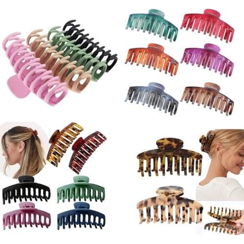 2/4/6Pcs Big Hair Claw Clips Matte Acrylic Plastic Non Slip Strong Hold Banana Jaw Clamp Ponytail Holder Barrette Headdress