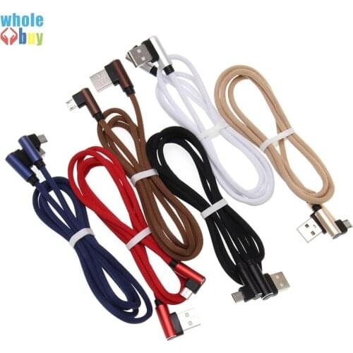 300pcs Micro USB Cable 2A Fast Charger USB Cord 90 Degree Elbow Nylon Data Cable for Power Bank Samsung Sony Android Phone Line