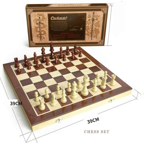 39cm Magnetic Chess Set Folding Magnetic Wooden Chess Board Set with Chess Pieces Board Educational Toys for Adults Kids