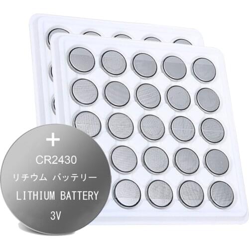 50pcs Button Battery CR2430 3V Electronic Lithium Coin Cell Batteries DL2430 BR2430 ECR2430 KL2430 EE6229 Watch Toy Headphone