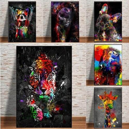 Watercolor Lion Dog And Tiger Poster And Print Wall Art Modern Animal Painting On Canvas Living Room Decoration Picture No Frame