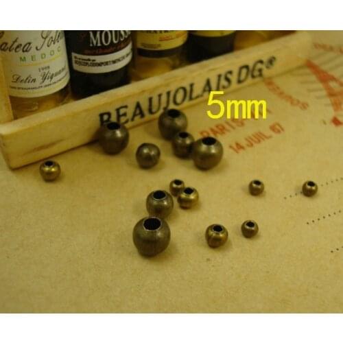 Free shipping Wholesale 2000pcs/lot 5mm bronze plated smooth round ball metal spacer beads jewelry Findings DIY Accessories