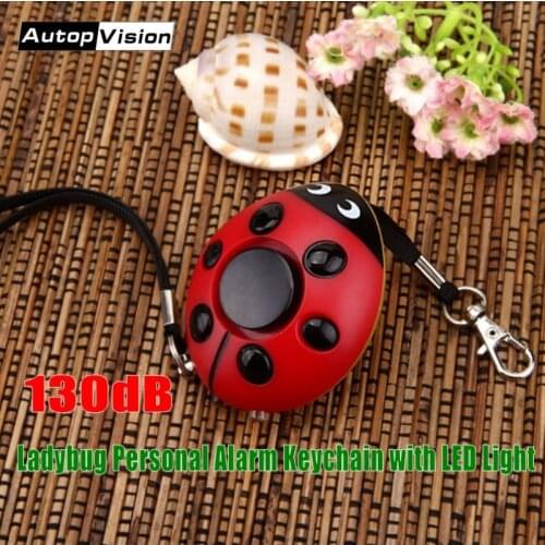Wholesale top-sell Ladybug Keychain Alarm with LED Light 130dB self defense Personal safety alarm keychain for Women Kids Girls