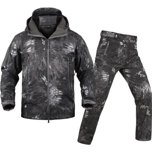 Brand Winter Fleece Tactical Uniform Soft Shell Camouflage Tactical Jacket Hunt Clothes Military Tactical Suit Sets