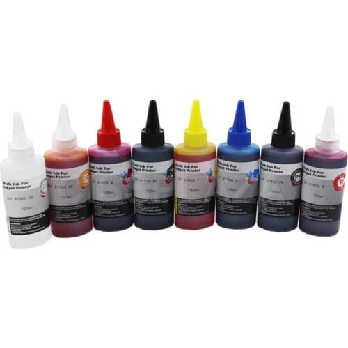 CISSPLAZA 1set T0870 - T0879 100ML dye ink compatible for epson R1900 printer refill ink cartridges or CISS