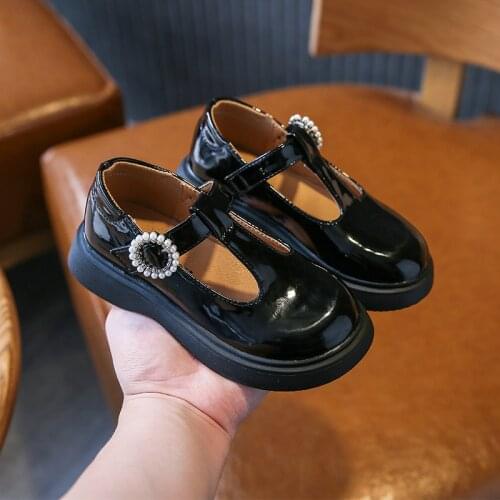 Spring Autumn Girls Princess Shoes New Black Leather Shoes Soft Sole Children Flats Single Shoes G193