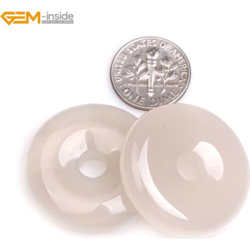 Gem-inside Natural Donuts Rings Gray Agates Stone Beads For Jewelry Making Strand 15'' DIY Gift