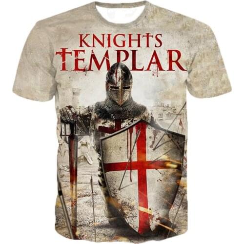 Knights Templar 3D Printed O-Neck T-shirt Mens Fashion Casual Short Sleeve T-shirt Knights Templar Streetwear Harajuku Tee Tops
