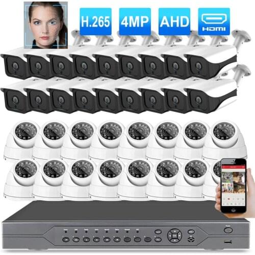 H.265 32CH 4MP Video surveillance DVR 4MP AI Face Detection Camera indoor Outdoor Security CCTV Camera kit