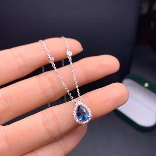 Water drop exquisite blue topaz necklace for women silver necklace natural gem birthday gift real 925 sterling silver birthstone