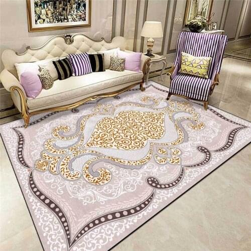 European-Style Palace Style Pattern Rug Light Luxury Light Brown Gray Carpet Living Room Bedroom Bed Blanket Kitchen Floor Mat