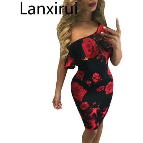 Lanxirui Hot Sale Fashion Sexy Women Summer Casual Off Shoulder Printed Party Cocktail Beach Short Dress Dropshipping