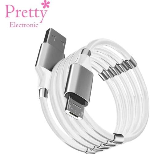 Magnetic Cables 2.5A Fast Charging For Android Type c Mobile Phone USB Charger Data Line Magic Storage Rope Cable 1m 1.8m Wires