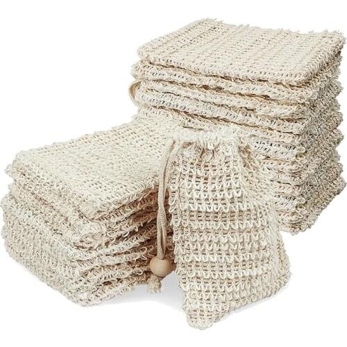 20 Pack Soap Exfoliating Bag,Soap Saver Made Sisal Mesh Soap Bag Bar Soap Bag with Drawstring for Bath & Shower Use
