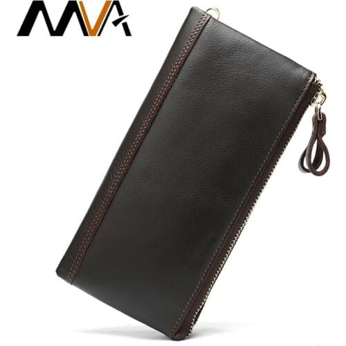MVA mens genuine leather wallet male long purse men wallet leather with coin pockets slim purse for phone mens clutch bag 9031