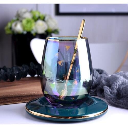 Light luxury high borosilicate glass high temperature resistant tea cup colorful juice cup Phnom Penh cup and saucer set
