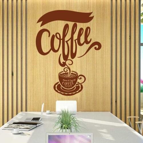 Coffee Shop Sticker Decal Cafe Cup Vinyl Art Wall Decals Decor Decoration Break Coffee Glass Decals CAFE1022