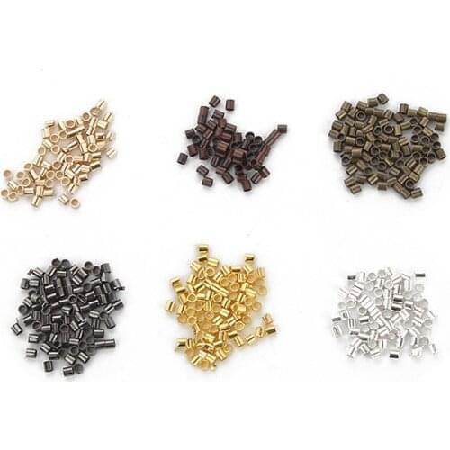 500pcs 1.5 /2.5mm 8Colors Tube Crimp End Beads Stopper Spacer Beads For Jewelry Making DIY Findings Necklace Supplies
