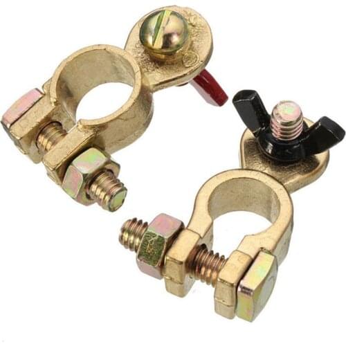 2pcs Positive & Nagative Auto Battery Terminal Connector Battery Quick Release Battery Clamps Brass Connector Car Accessories