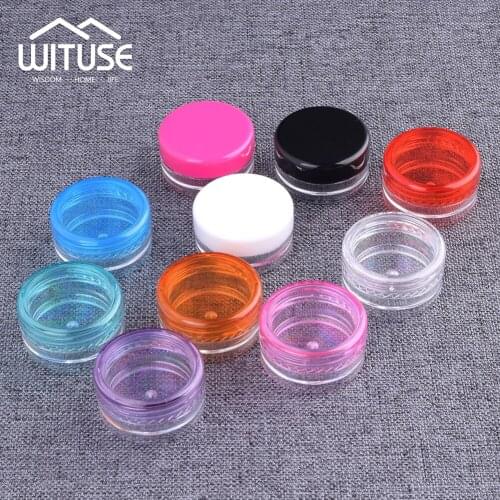 100Pcs 3g 5g Plastic Cosmetic Empty Jar Pot Box Nail Art Gel Powder Bead Storage Container Round Pink Makeup Tools Portable