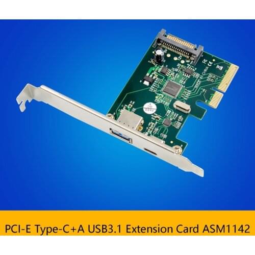 PCI-E X4 Riser Card ASM1142 TYPE-C+A USB 3.1 Expansion Card TYPE-C+A Adapter Card SATA Power Supply for Printer Scanner