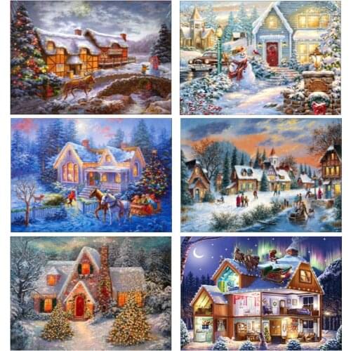 Christmas Gift Diamond Painting 5D DIY Full Diamond Embroidery Mosaic Cross Stitch Home Decorative Painting Christmas Landscape