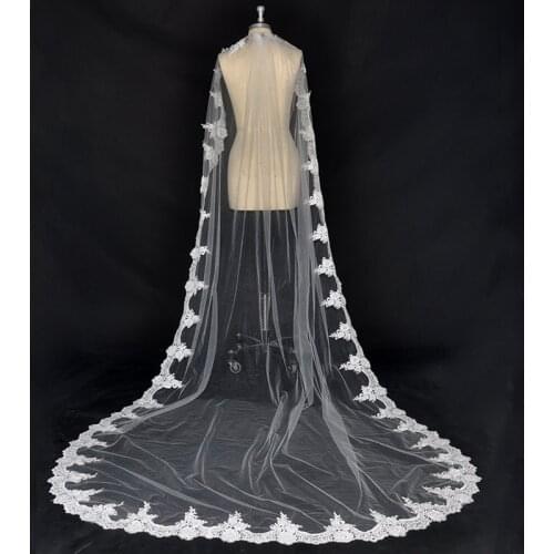 Cathedral Wedding Veil With Lace Edge Women Bridal Veil 3 M Long One Layer White Ivory Veil Wedding Party