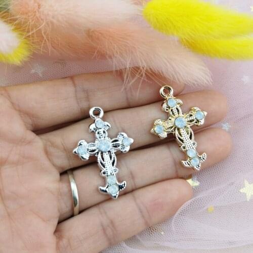 Point Diamond Cross Earrings Diy Alloy Jewelry Accessories Homemade Earrings Necklace Pendant Material Package Jewelry Parts